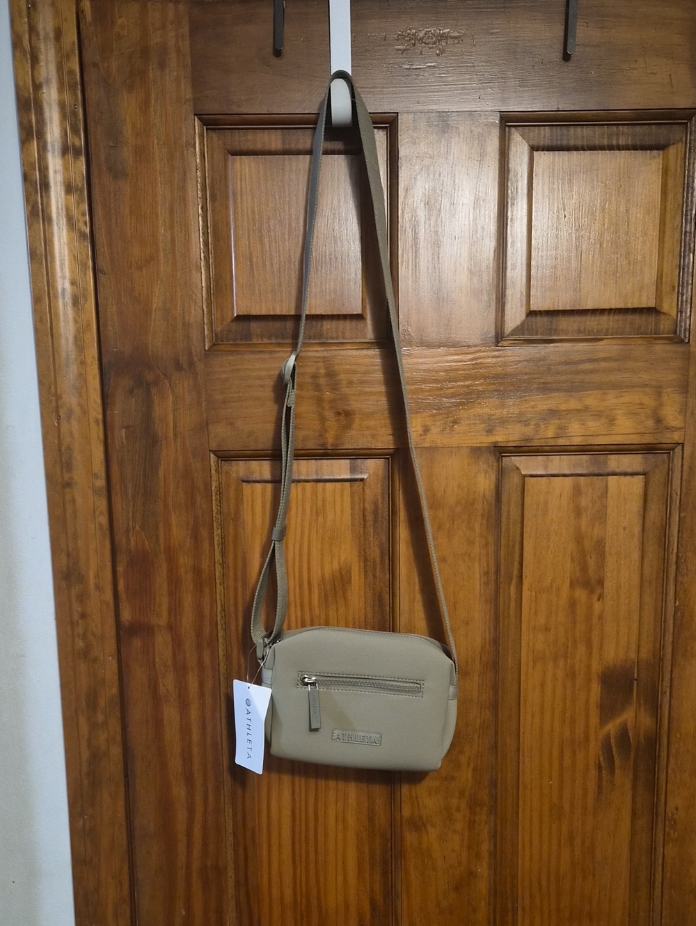 Athleta Taupe Crossbody Bag with Front Zip Pocket